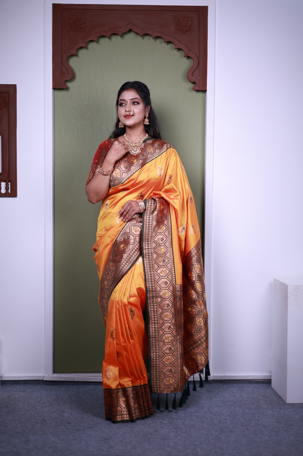 Mustered Soft Paithani Silk Zari Lace Work Saree | Sarees, Bollywood Sarees, Creative Sarees, Designer Sarees, Embroidered Sarees, Ethnic Saree, Modern Digital sarees, Party Wear Sarees