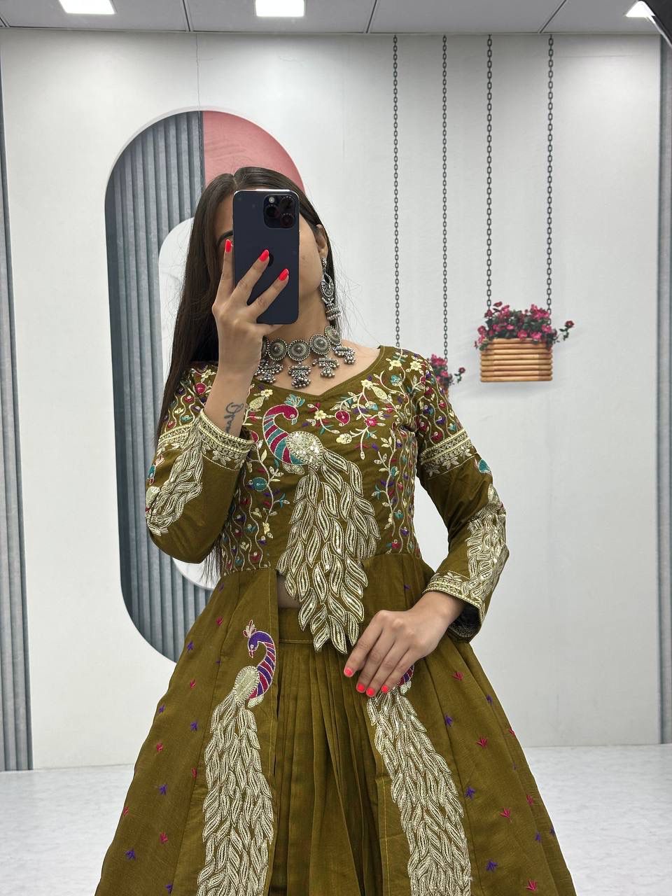 Mustered Vichitra Sequence Work Lehenga Choli | Lehenga, Bollywood Lehenga, Creative Lehenga, Designer Lehenga, Embroidered Lehenga, Party Wear Lehenga