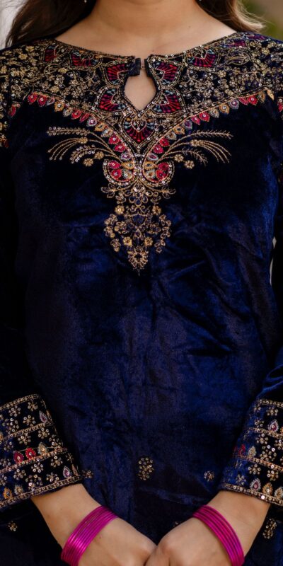 Navy Blue 9000 Velvet Embroider Lace Work Salwar Suit | Jump Suits, Salwar suit, Casual Suits, Creative suits, Designer Suits, Palazzo Suits, Party Wear Suits, Patiala Suits, Straight Suits