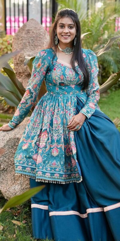 Navy Blue Fiona Silk With Lace Work Lehenga Choli | Lehenga, Bollywood Lehenga, Creative Lehenga, Designer Lehenga, Embroidered Lehenga, Party Wear Lehenga