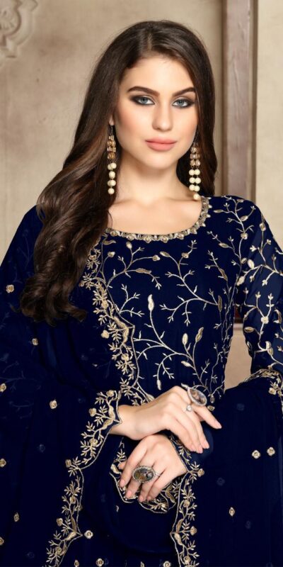 Navy Blue Georgette Multi Thread Zari Anarkali Suit | Anarkali Suits, Bollywood Anarkali, Creative-Anarkali, Designer Anarkali, Embroidered Anarkali, Party Wear Anarkali