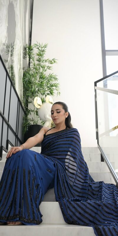 Navy Blue Georgette Sequence Work Saree | Sarees, Bollywood Sarees, Creative Sarees, Designer Sarees, Embroidered Sarees, Ethnic Saree, Modern Digital sarees, Party Wear Sarees