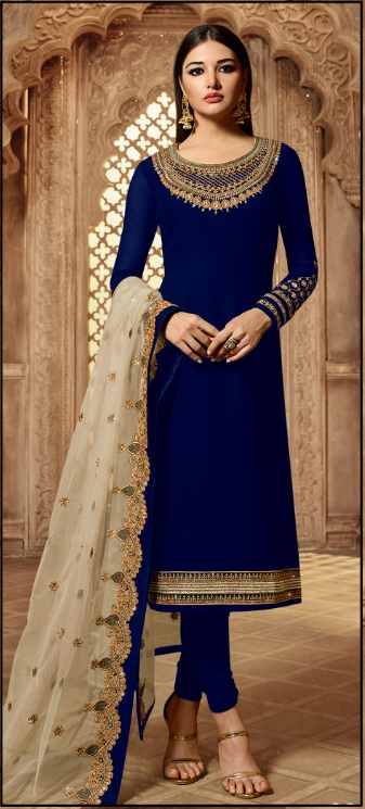 Navy Blue Satin Georgette Stone Work Salwar Suit | Jump Suits, Salwar suit, Casual Suits, Creative suits, Designer Suits, Palazzo Suits, Party Wear Suits, Patiala Suits, Straight Suits