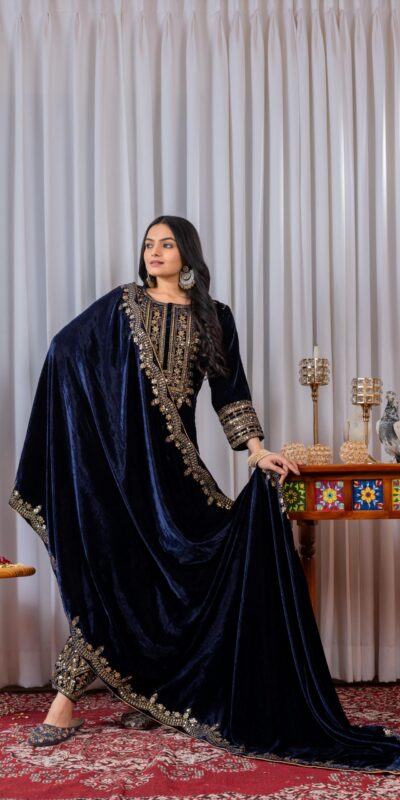 Navy Blue Velvet Sequence 5 mm Work Salwar Suit | Jump Suits, Salwar suit, Casual Suits, Creative suits, Designer Suits, Palazzo Suits, Party Wear Suits, Patiala Suits, Straight Suits