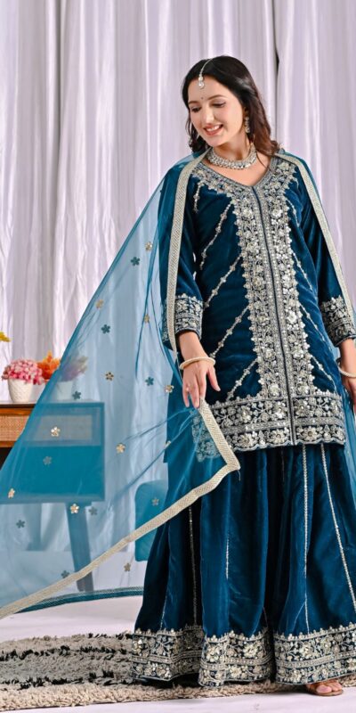 Navy Blue Viscous Velvet Embroidery Work Salwar Suit | Jump Suits, Salwar suit, Casual Suits, Creative suits, Designer Suits, Palazzo Suits, Party Wear Suits, Patiala Suits, Straight Suits