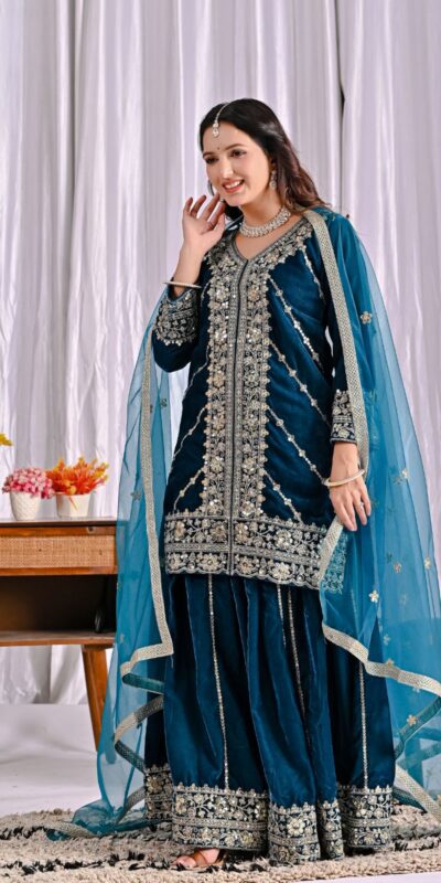 Navy Blue Viscous Velvet Embroidery Work Salwar Suit | Jump Suits, Salwar suit, Casual Suits, Creative suits, Designer Suits, Palazzo Suits, Party Wear Suits, Patiala Suits, Straight Suits