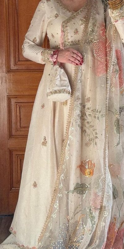 Off White Chinon Embroidery Lace Work Gown | Gowns, Bollywood Gowns, Creative Gowns, Designer Gowns, Embroidered Gowns, Party Wear Gowns