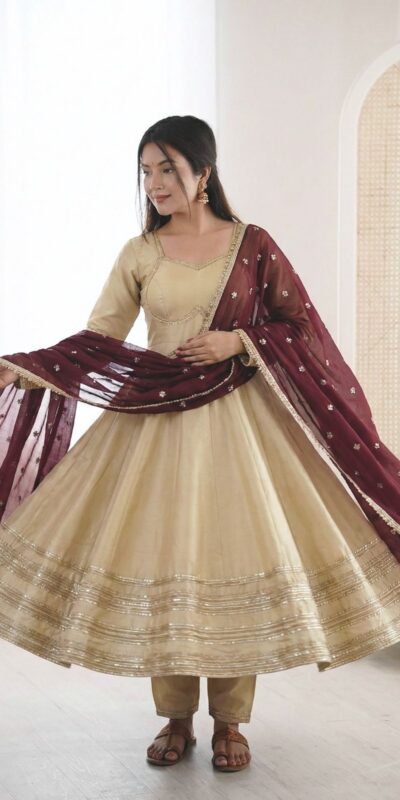 Off White Cosmos Gold Embroidery Work Gown | Gowns, Bollywood Gowns, Creative Gowns, Designer Gowns, Embroidered Gowns, Party Wear Gowns