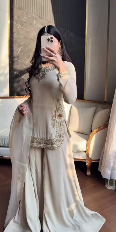 Off White Korean Satin Silk Embroidery Work Salwar Suit | Jump Suits, Salwar suit, Casual Suits, Creative suits, Designer Suits, Palazzo Suits, Party Wear Suits, Patiala Suits, Straight Suits