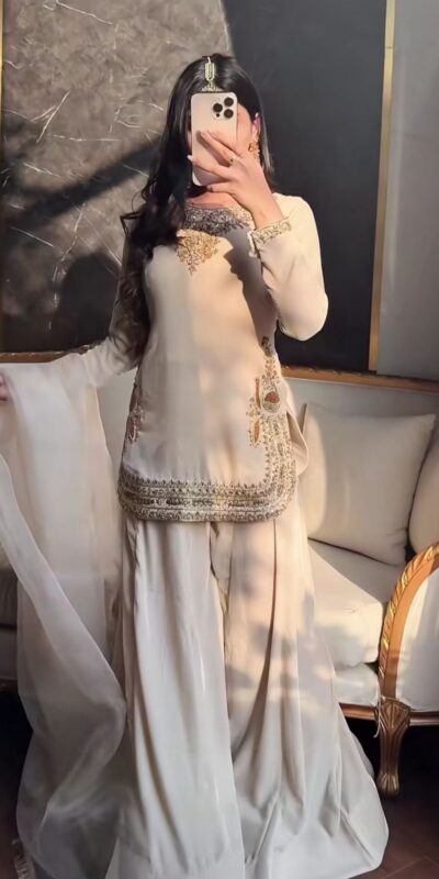 Off White Korean Satin Silk Embroidery Work Salwar Suit | Jump Suits, Salwar suit, Casual Suits, Creative suits, Designer Suits, Palazzo Suits, Party Wear Suits, Patiala Suits, Straight Suits