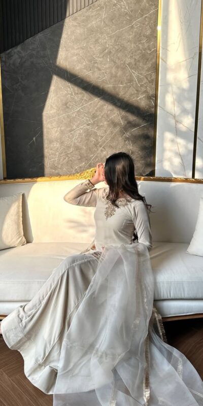 Off White Korean Satin Silk Embroidery Work Salwar Suit | Jump Suits, Salwar suit, Casual Suits, Creative suits, Designer Suits, Palazzo Suits, Party Wear Suits, Patiala Suits, Straight Suits