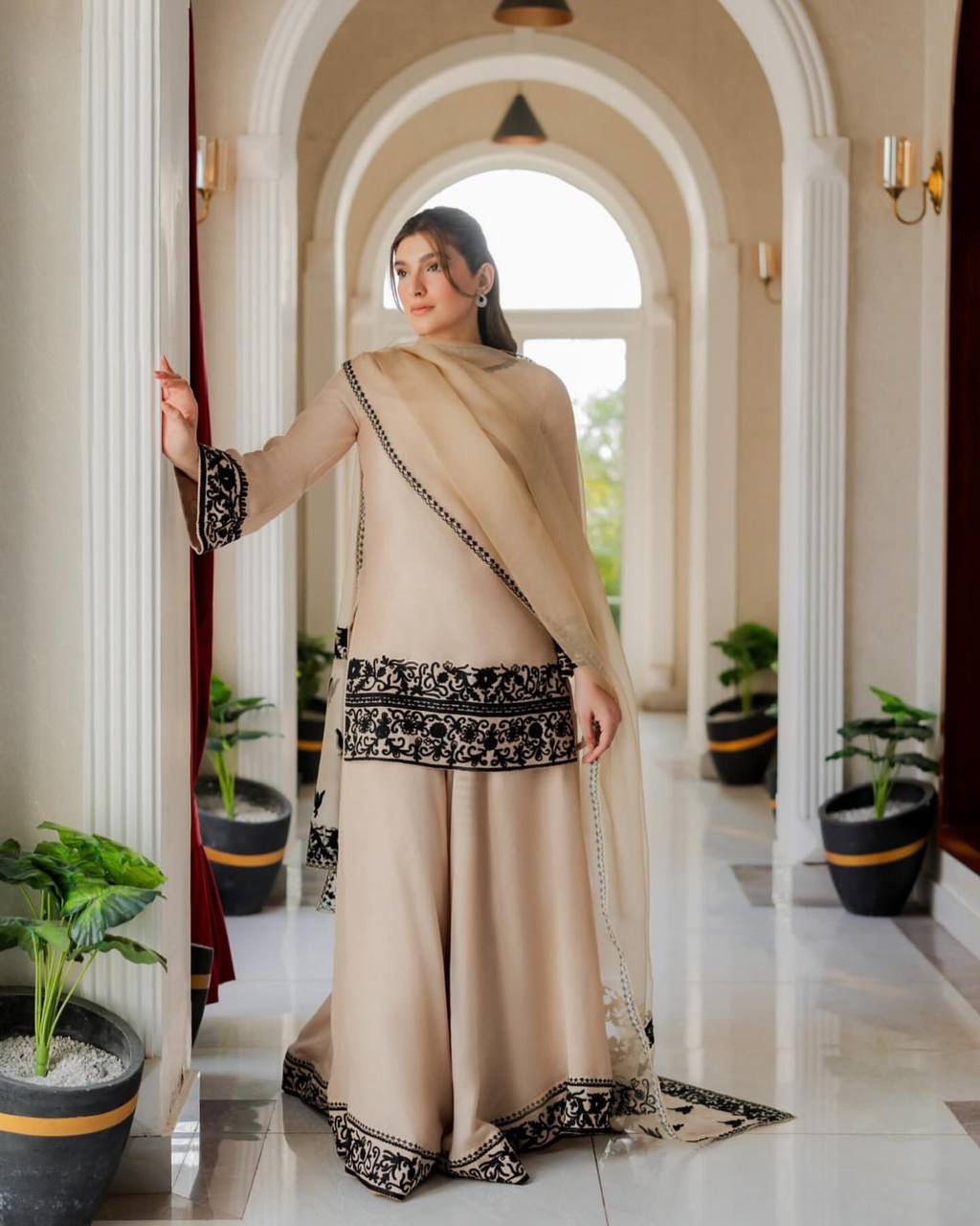 Off White Natural Crap Thread Work Salwar Suit | Jump Suits, Salwar suit, Casual Suits, Creative suits, Designer Suits, Palazzo Suits, Party Wear Suits, Patiala Suits, Straight Suits