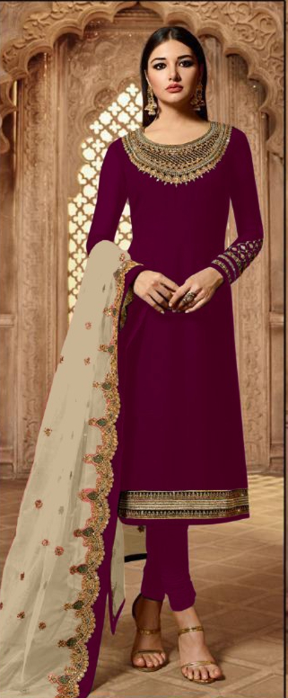 Off White Satin Georgette Stone Work Salwar Suit | Jump Suits, Salwar suit, Casual Suits, Creative suits, Designer Suits, Palazzo Suits, Party Wear Suits, Patiala Suits, Straight Suits
