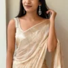 Off White Viscose Satin Sequin Embroidery Work Saree | Sarees, Bollywood Sarees, Creative Sarees, Designer Sarees, Embroidered Sarees, Ethnic Saree, Modern Digital sarees, Party Wear Sarees