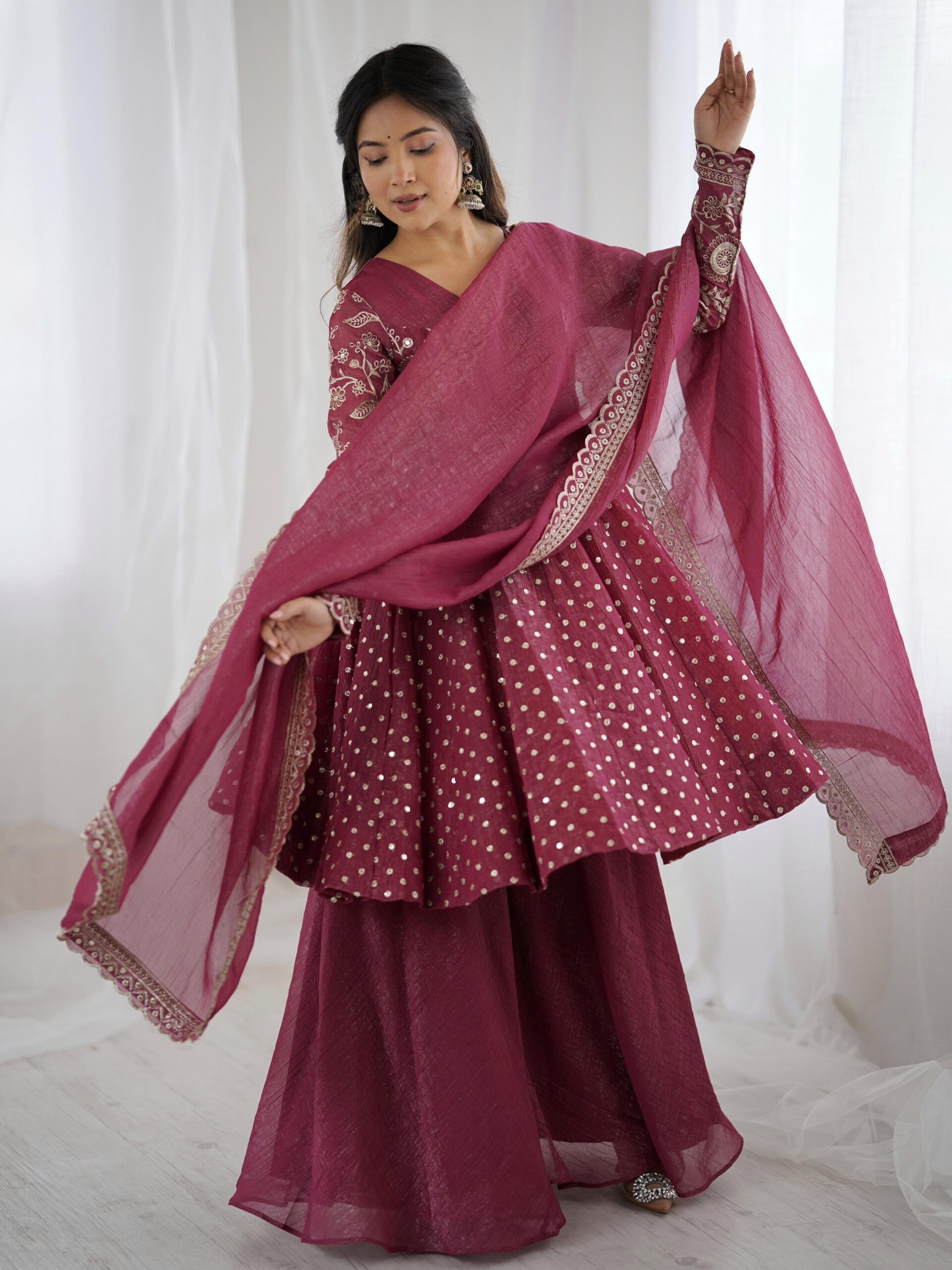 Onion Crunchy Silk Embroidery Work Salwar Suit | Jump Suits, Salwar suit, Casual Suits, Creative suits, Designer Suits, Palazzo Suits, Party Wear Suits, Patiala Suits, Straight Suits