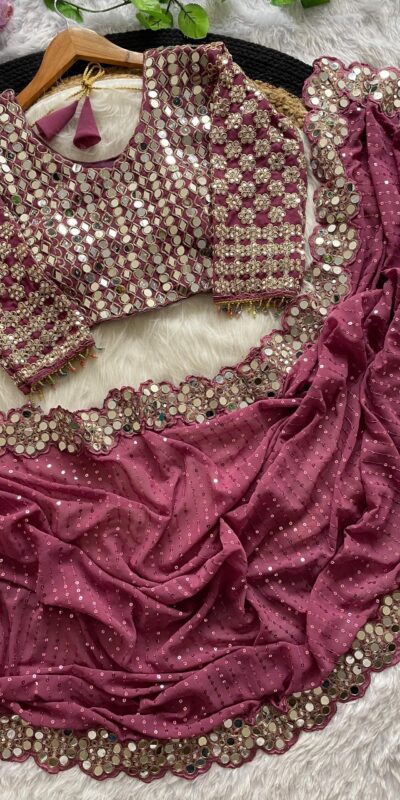 Onion Georgette Sequence Work Saree | Sarees, Bollywood Sarees, Creative Sarees, Designer Sarees, Embroidered Sarees, Ethnic Saree, Modern Digital sarees, Party Wear Sarees