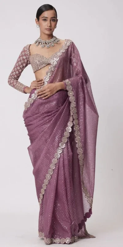 Onion Georgette Sequence Work Saree | Sarees, Bollywood Sarees, Creative Sarees, Designer Sarees, Embroidered Sarees, Ethnic Saree, Modern Digital sarees, Party Wear Sarees