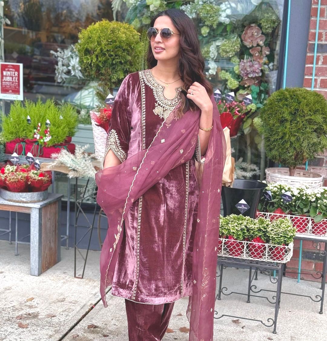 Onion Viscose Velvet Embroidery Work Salwar Suit | Jump Suits, Tops & Bottoms, Track Suits, Salwar suit, Casual Suits, Creative suits, Designer Suits, Palazzo Suits, Party Wear Suits, Patiala Suits, Straight Suits, Trendy Wear