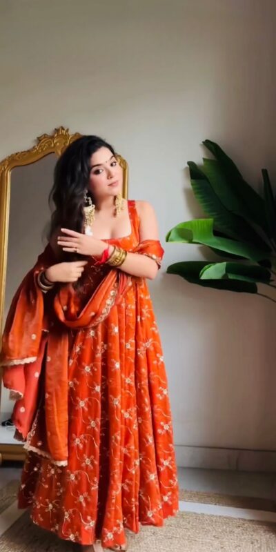Orange Fandy Silk Sequence Work Salwar Suit | Jump Suits, Salwar suit, Casual Suits, Creative suits, Designer Suits, Palazzo Suits, Party Wear Suits, Patiala Suits, Straight Suits