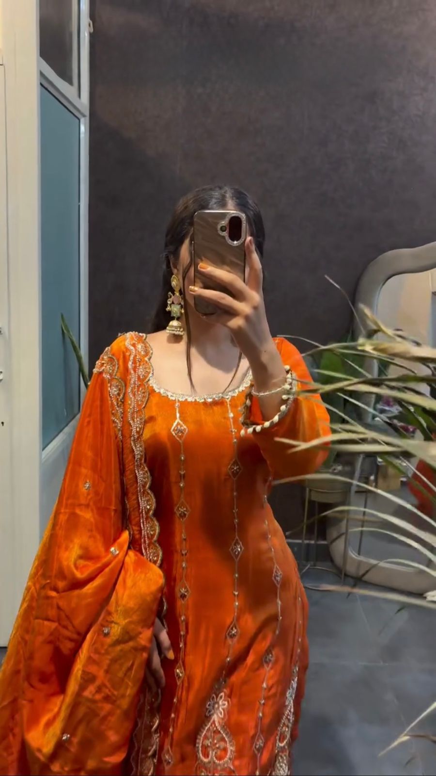 Orange Fendy Silk Thread Work Salwar Suit | Jump Suits, Salwar suit, Casual Suits, Creative suits, Designer Suits, Palazzo Suits, Party Wear Suits, Patiala Suits, Straight Suits
