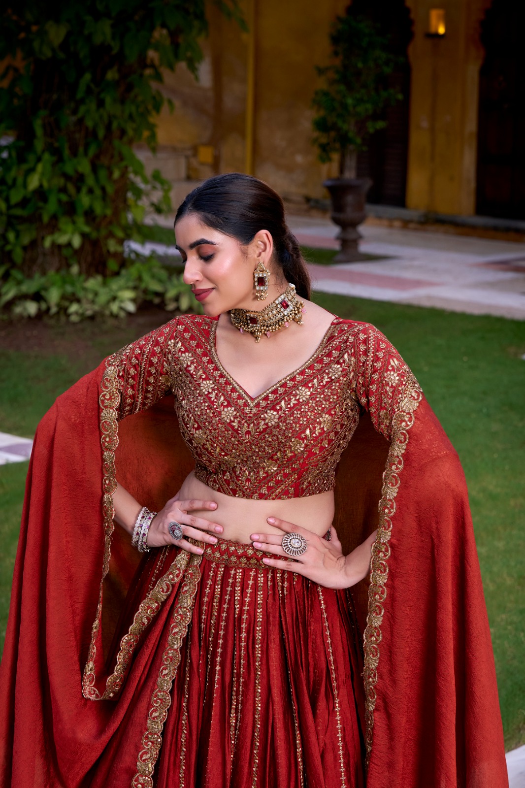 Orange Rangoli Crush With Embroider Lehenga Choli | Lehenga, Bollywood Lehenga, Creative Lehenga, Designer Lehenga, Embroidered Lehenga, Party Wear Lehenga