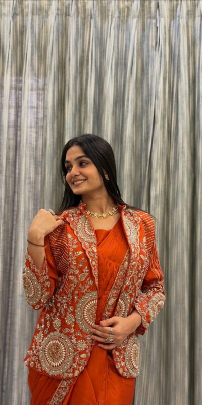 Orange Rangoli Silk Lace Embroidery Work Saree | Sarees, Bollywood Sarees, Creative Sarees, Designer Sarees, Embroidered Sarees, Ethnic Saree, Modern Digital sarees, Party Wear Sarees