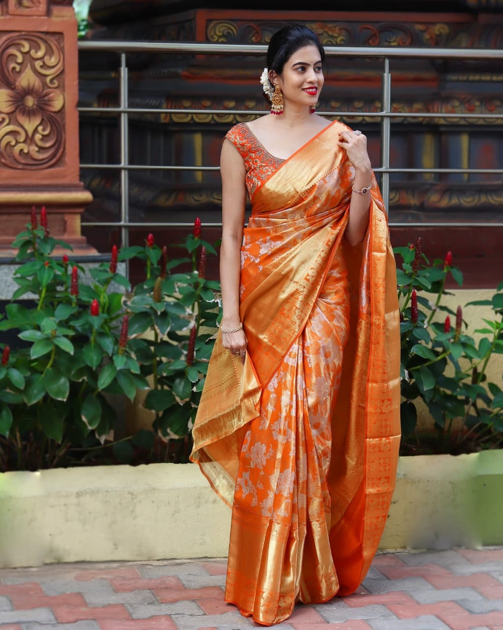 Orange Soft Lichi Silk Rich Pallu Border Saree | Sarees, Bollywood Sarees, Creative Sarees, Designer Sarees, Embroidered Sarees, Ethnic Saree, Modern Digital sarees, Party Wear Sarees