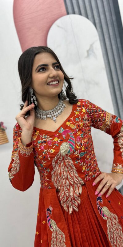 Orange Vichitra Sequence Work Lehenga Choli | Lehenga, Bollywood Lehenga, Creative Lehenga, Designer Lehenga, Embroidered Lehenga, Party Wear Lehenga