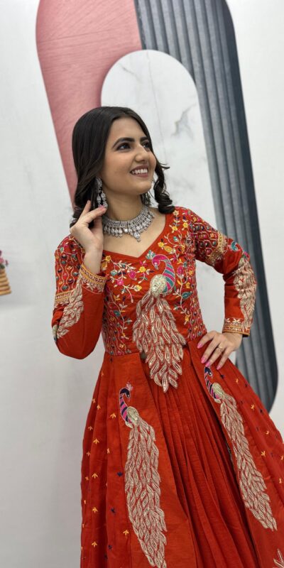 Orange Vichitra Sequence Work Lehenga Choli | Lehenga, Bollywood Lehenga, Creative Lehenga, Designer Lehenga, Embroidered Lehenga, Party Wear Lehenga