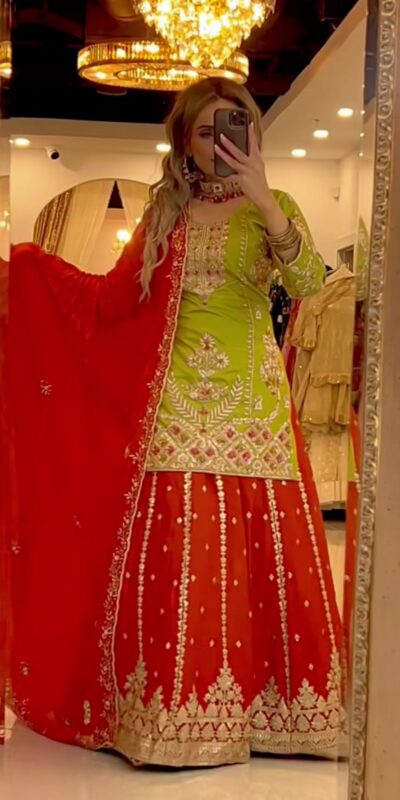 Parrot Green Chinnon Silk Embroidery Work Salwar Suit | Jump Suits, Salwar suit, Casual Suits, Creative suits, Designer Suits, Palazzo Suits, Party Wear Suits, Patiala Suits, Straight Suits
