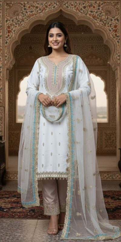 Peaceful Off White Crape Silk Sequence Work Salwar Suit | Jump Suits, Salwar suit, Casual Suits, Creative suits, Designer Suits, Palazzo Suits, Party Wear Suits, Patiala Suits, Straight Suits