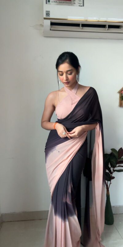 Peach Black Soft Georgette Silk Ready To Wear Saree | Sarees, Bollywood Sarees, Creative Sarees, Designer Sarees, Embroidered Sarees, Ethnic Saree, Modern Digital sarees, Party Wear Sarees