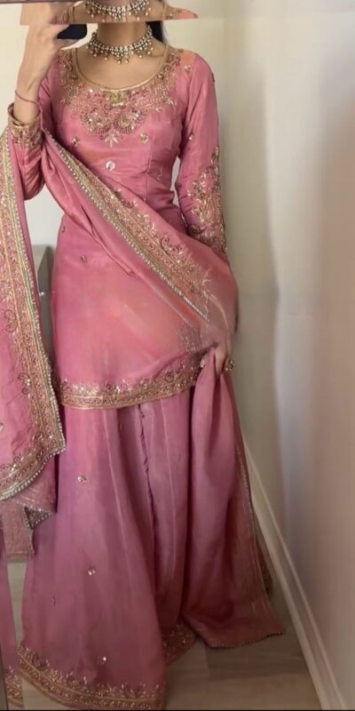 Peach Chinon Silk Sequence Work Salwar Suit | Jump Suits, Salwar suit, Casual Suits, Creative suits, Designer Suits, Palazzo Suits, Party Wear Suits, Patiala Suits, Straight Suits