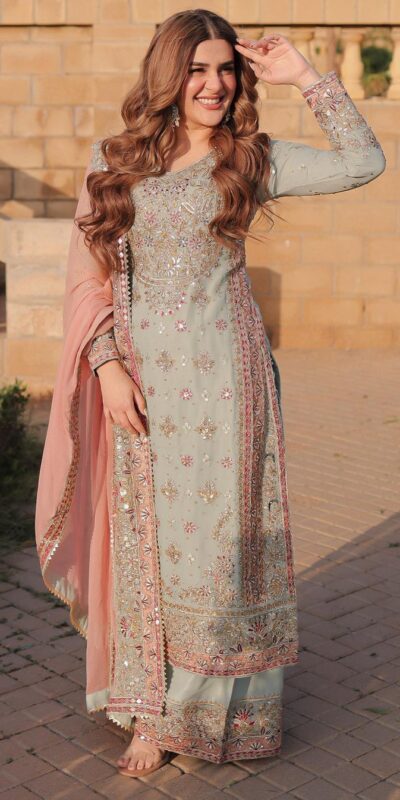 Peach Faux Georgette Lace Embroidery Work Salwar Suit | Jump Suits, Tops & Bottoms, Track Suits, Salwar suit, Casual Suits, Creative suits, Designer Suits, Palazzo Suits, Party Wear Suits, Patiala Suits, Straight Suits, Trendy Wear