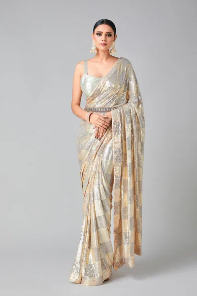 Peach Georgette Sequins Work Saree | Sarees, Bollywood Sarees, Creative Sarees, Designer Sarees, Embroidered Sarees, Ethnic Saree, Modern Digital sarees, Party Wear Sarees