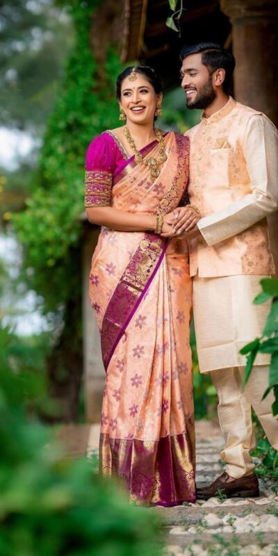 Peach Soft Lichi Silk With Lace Work Saree | Sarees, Bollywood Sarees, Creative Sarees, Designer Sarees, Embroidered Sarees, Ethnic Saree, Modern Digital sarees, Party Wear Sarees