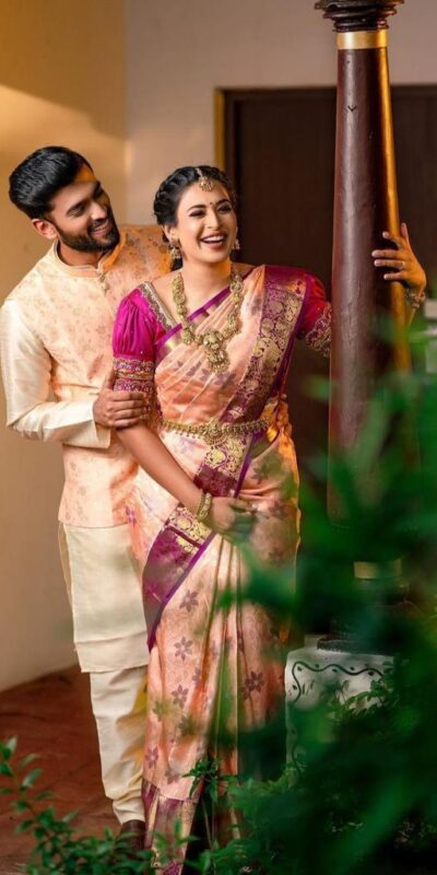 Peach Soft Lichi Silk With Lace Work Saree | Sarees, Bollywood Sarees, Creative Sarees, Designer Sarees, Embroidered Sarees, Ethnic Saree, Modern Digital sarees, Party Wear Sarees