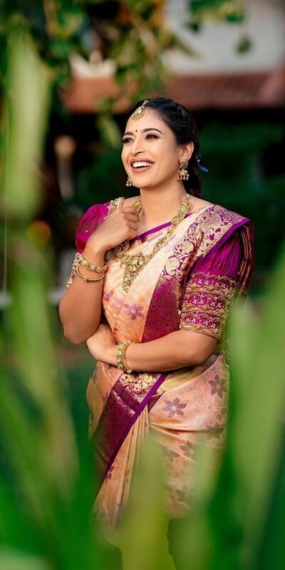 Peach Soft Lichi Silk With Lace Work Saree | Sarees, Bollywood Sarees, Creative Sarees, Designer Sarees, Embroidered Sarees, Ethnic Saree, Modern Digital sarees, Party Wear Sarees