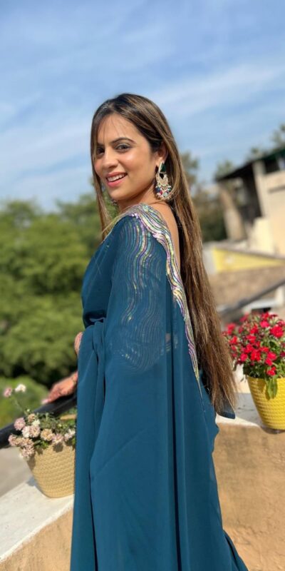 Peacock Blue Georgette Sequence Work Lace With Peiping Saree | Sarees, Bollywood Sarees, Creative Sarees, Designer Sarees, Embroidered Sarees, Ethnic Saree, Modern Digital sarees, Party Wear Sarees