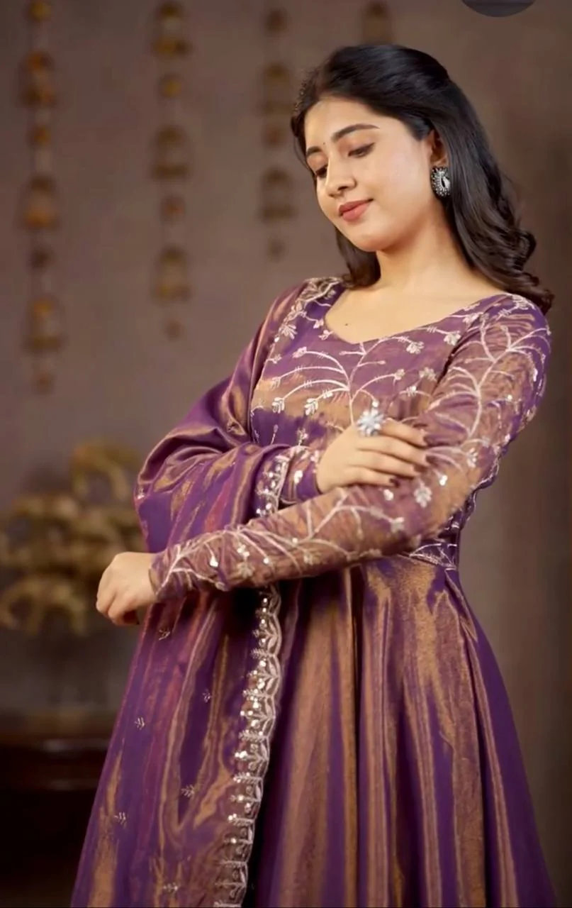Perfect Purple Cosmos Silk Embroidery Work Anarkali Suit | Anarkali Suits, Bollywood Anarkali, Creative-Anarkali, Designer Anarkali, Embroidered Anarkali, Party Wear Anarkali