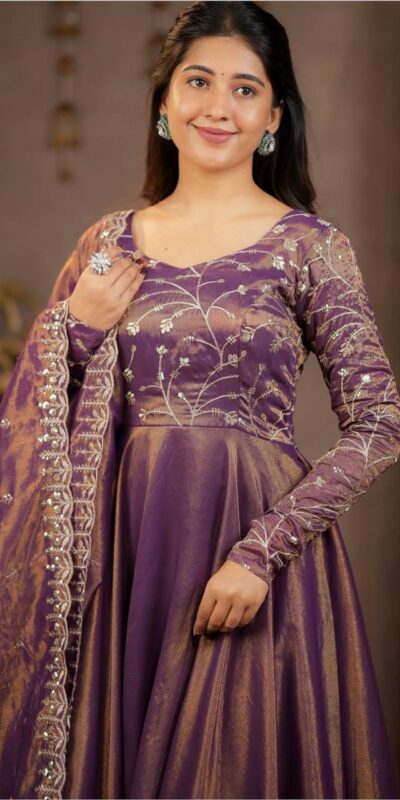 Perfect Purple Cosmos Silk Embroidery Work Anarkali Suit | Anarkali Suits, Bollywood Anarkali, Creative-Anarkali, Designer Anarkali, Embroidered Anarkali, Party Wear Anarkali