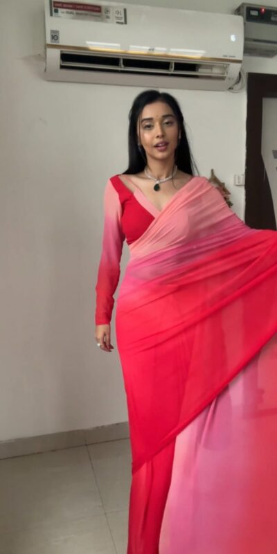 Pink And Red Soft Georgette Silk Ready To Wear Saree | Sarees, Bollywood Sarees, Creative Sarees, Designer Sarees, Embroidered Sarees, Ethnic Saree, Modern Digital sarees, Party Wear Sarees