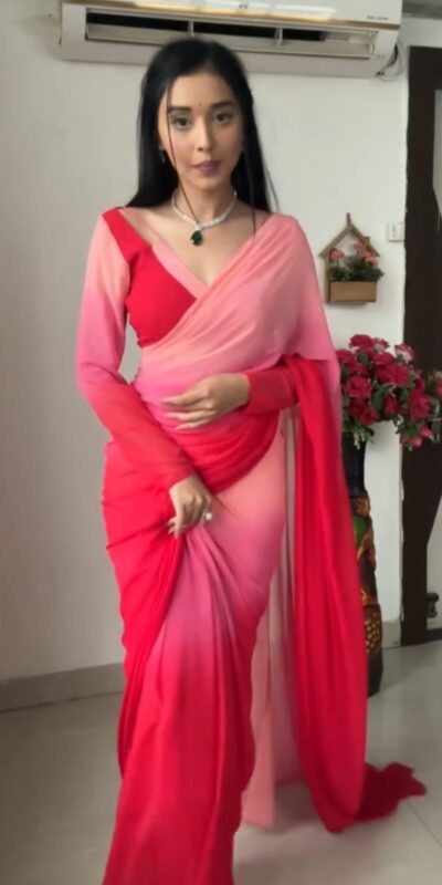 Pink And Red Soft Georgette Silk Ready To Wear Saree | Sarees, Bollywood Sarees, Creative Sarees, Designer Sarees, Embroidered Sarees, Ethnic Saree, Modern Digital sarees, Party Wear Sarees