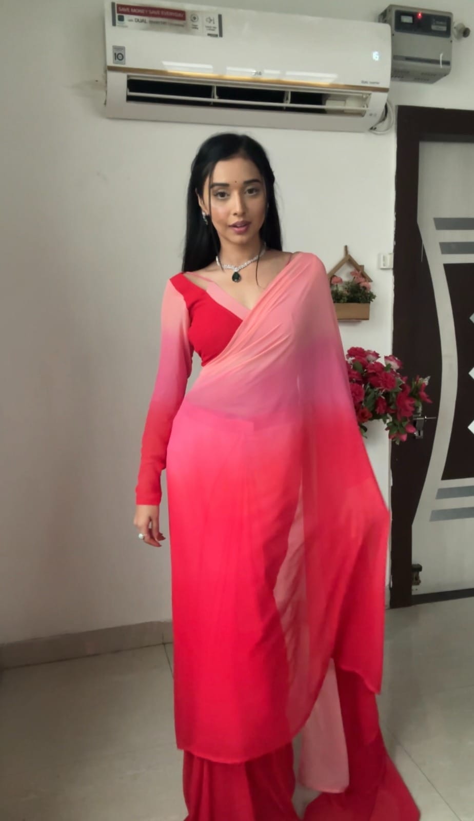 Pink And Red Soft Georgette Silk Ready To Wear Saree | Sarees, Bollywood Sarees, Creative Sarees, Designer Sarees, Embroidered Sarees, Ethnic Saree, Modern Digital sarees, Party Wear Sarees