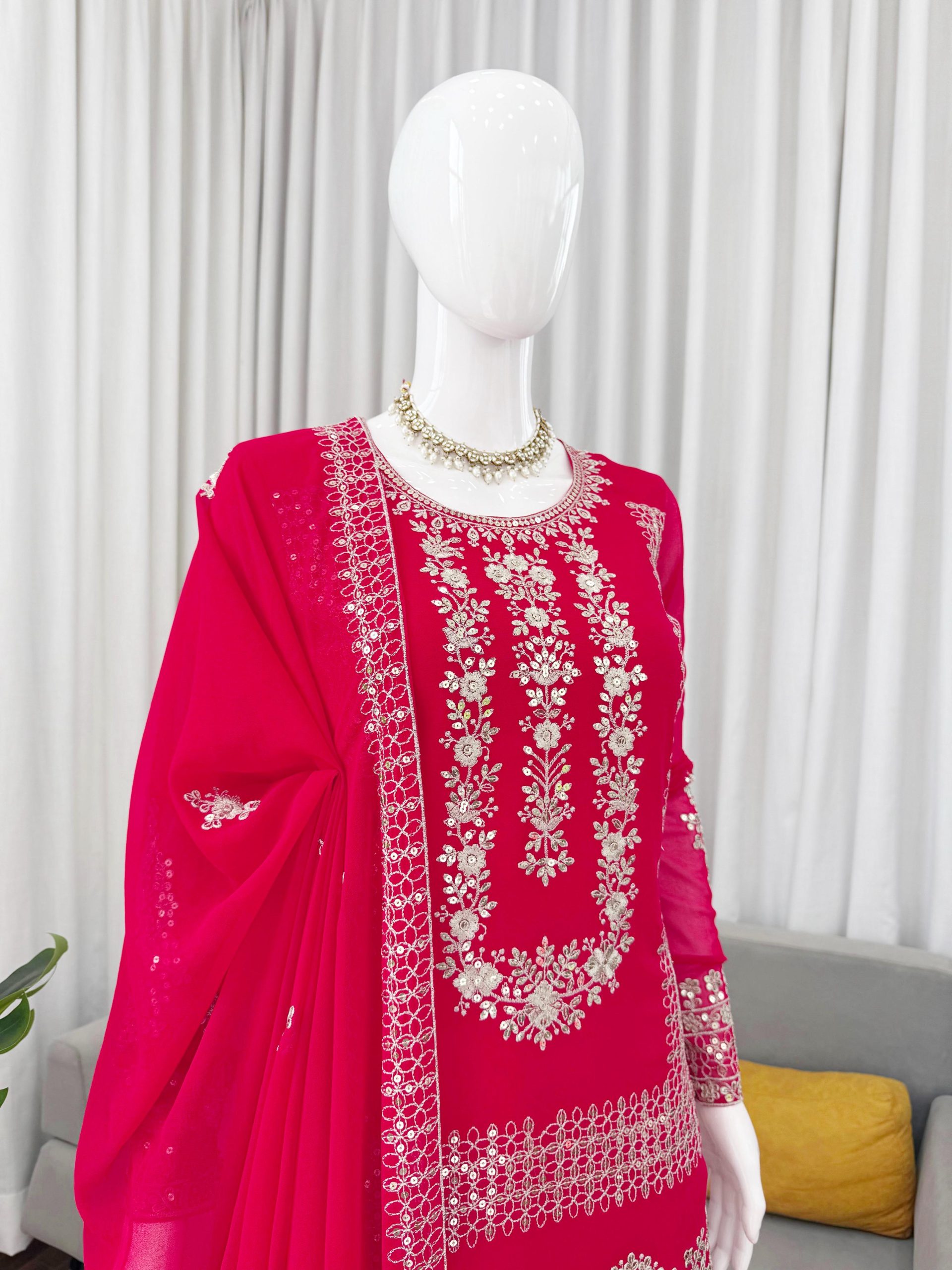 Pink Blooming Georgette Sequence Salwar Suit | Salwar suit, Casual Suits, Creative suits, Designer Suits, Palazzo Suits, Party Wear Suits, Patiala Suits, Straight Suits