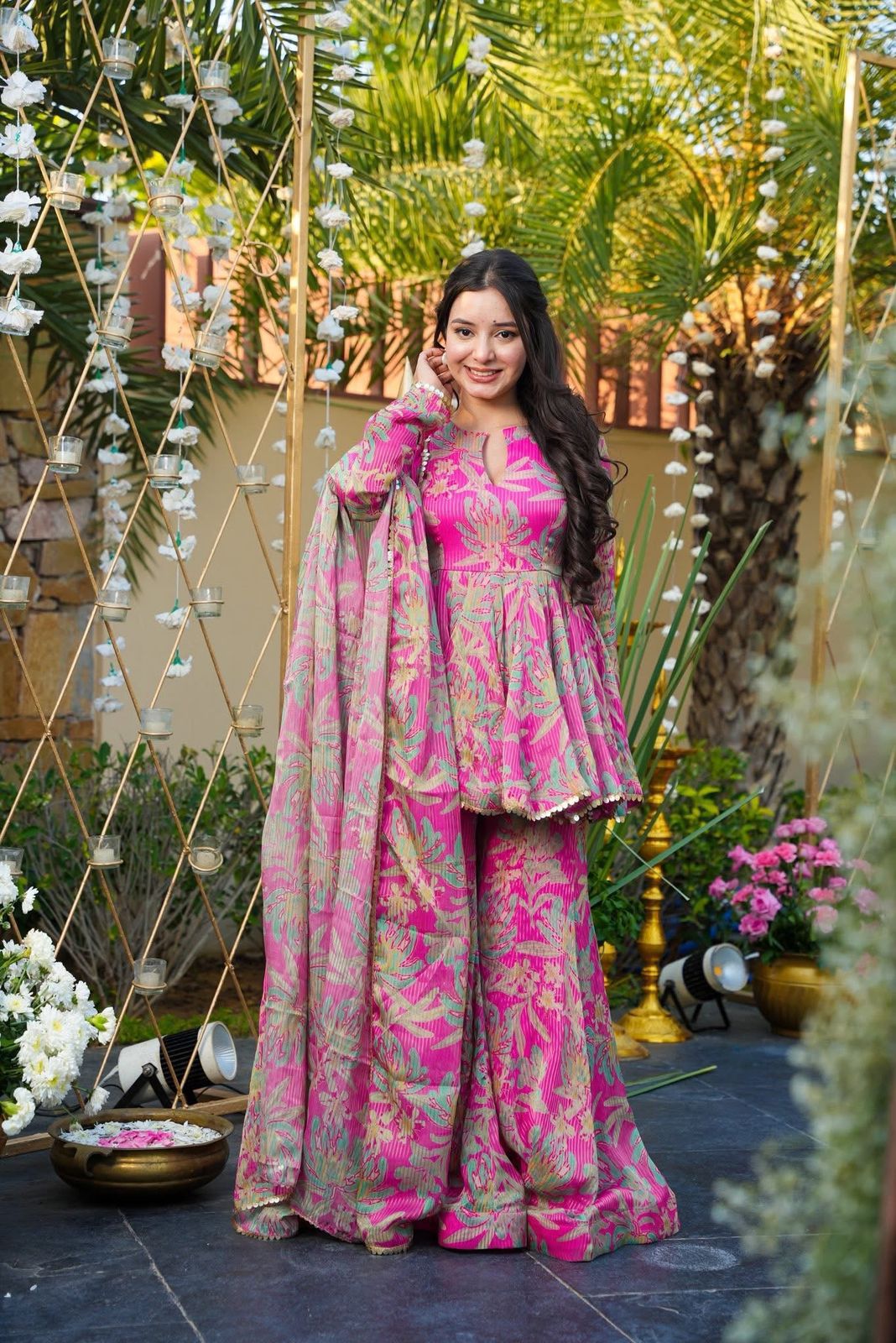 Pink Chinon Silk Printed Sequins Work Salwar Suit | Jump Suits, Tops & Bottoms, Track Suits, Salwar suit, Casual Suits, Creative suits, Designer Suits, Palazzo Suits, Party Wear Suits, Patiala Suits, Straight Suits, Trendy Wear