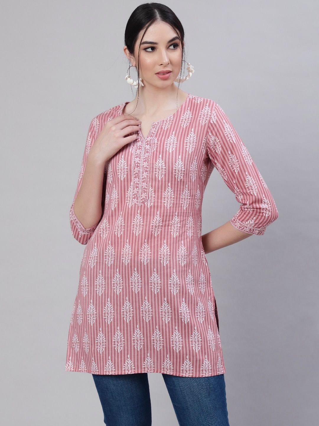 Pink Cotton Printed Kurti | Kurti, Bollywood Kurti, Creative Kurtis, Designer Kurti, Party Wear Kurti, Selfie Kurti