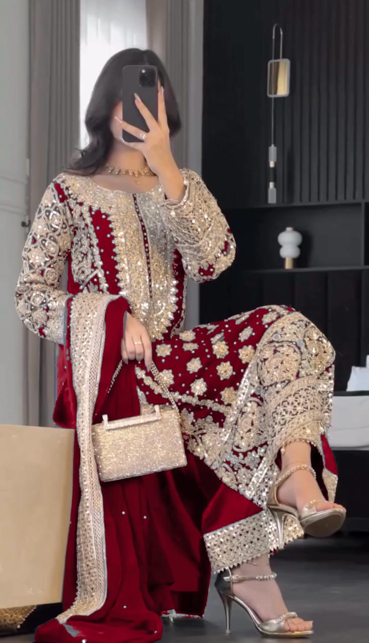 Pink Faux Georgette Embroidery Salwar Suit | Jump Suits, Salwar suit, Casual Suits, Creative suits, Designer Suits, Palazzo Suits, Party Wear Suits, Patiala Suits, Straight Suits