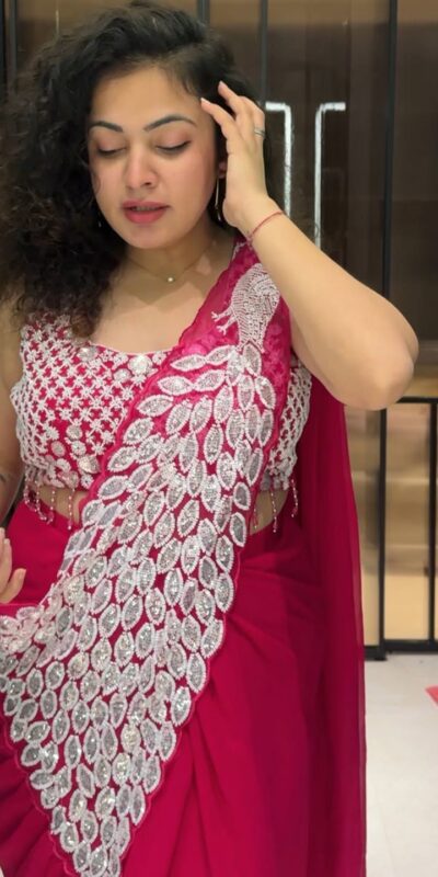 Pink Faux Georgette Embroidery Sequins Work Saree | Sarees, Bollywood Sarees, Creative Sarees, Designer Sarees, Embroidered Sarees, Ethnic Saree, Modern Digital sarees, Party Wear Sarees