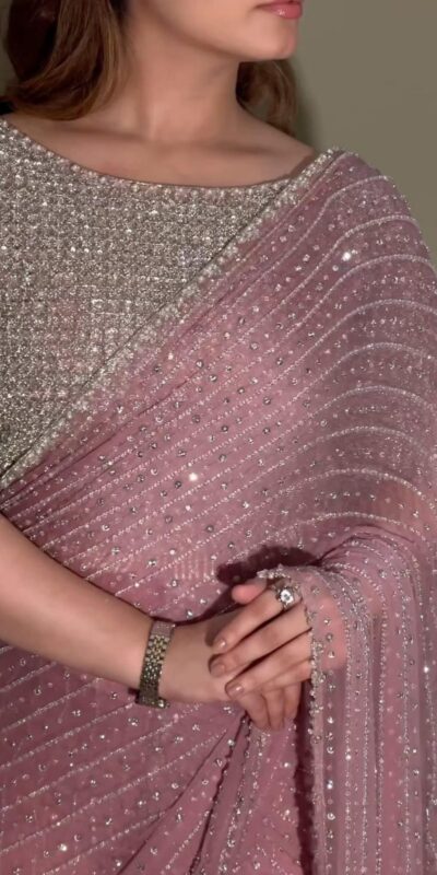 Pink Faux Georgette Sequence Saree | Sarees, Bollywood Sarees, Creative Sarees, Designer Sarees, Embroidered Sarees, Ethnic Saree, Modern Digital sarees, Party Wear Sarees